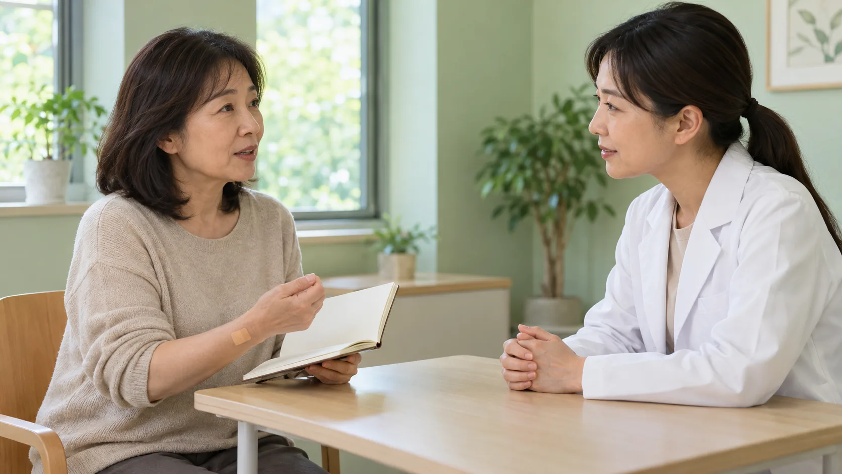 傷の経過をメモにまとめて医療者へ相談する場面のイメージ